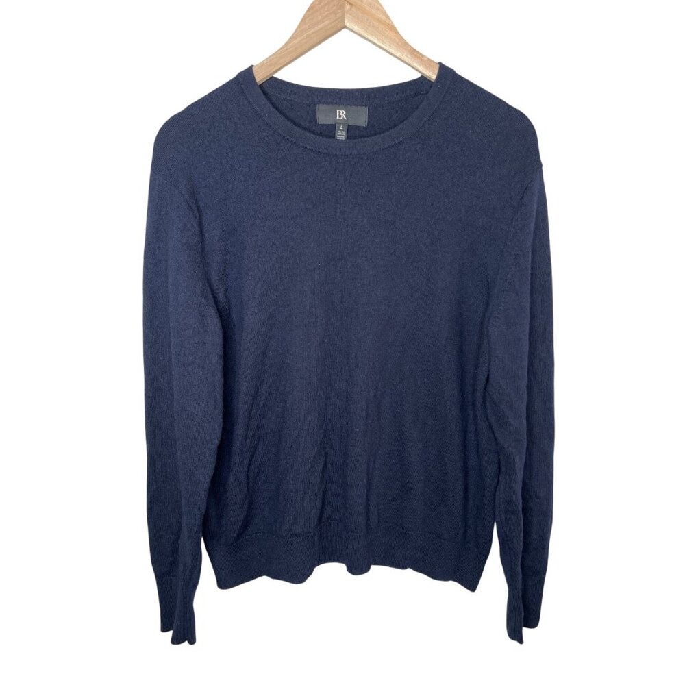 Banana Republic Italian Merino Wool Navy Blue Crewneck Pullover Sweater Size L